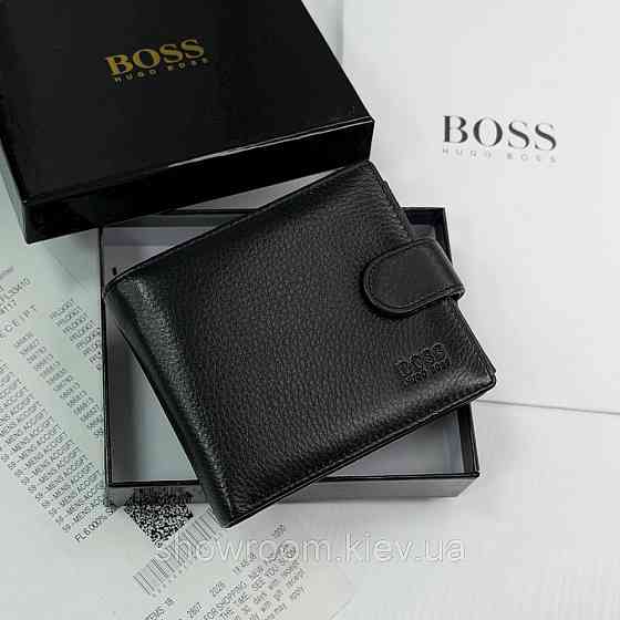 Великий шкіряний гаманець на застібці з монетницею Boss (6604) Київ