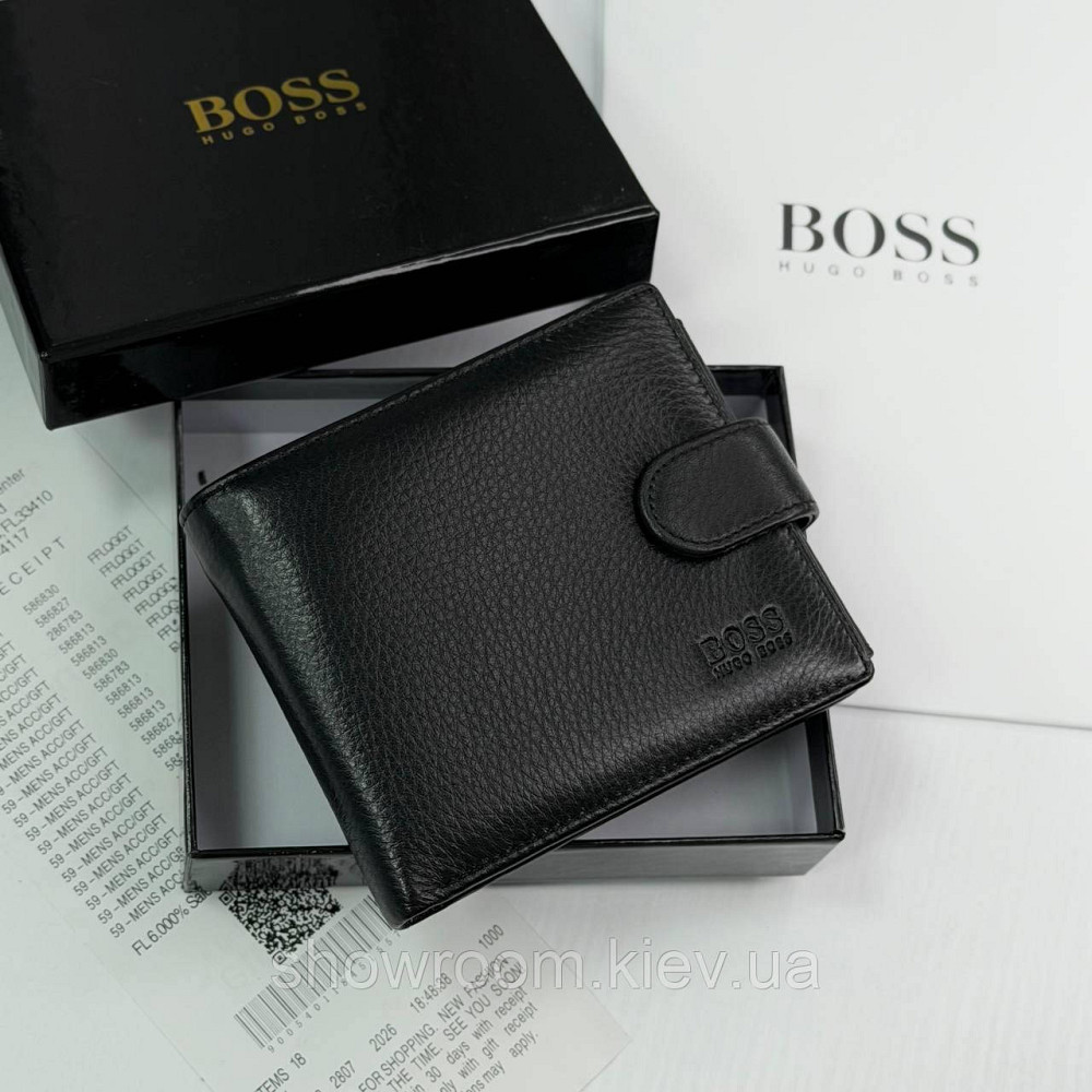 Великий шкіряний гаманець на застібці з монетницею Boss (6604) Київ - фото 1