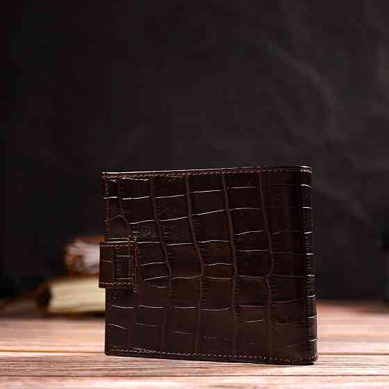 Кошелек для мужчин горизонтального формата из натуральной кожи с тиснением под крокодила CANPELLINI 21770 Коричневый Киев