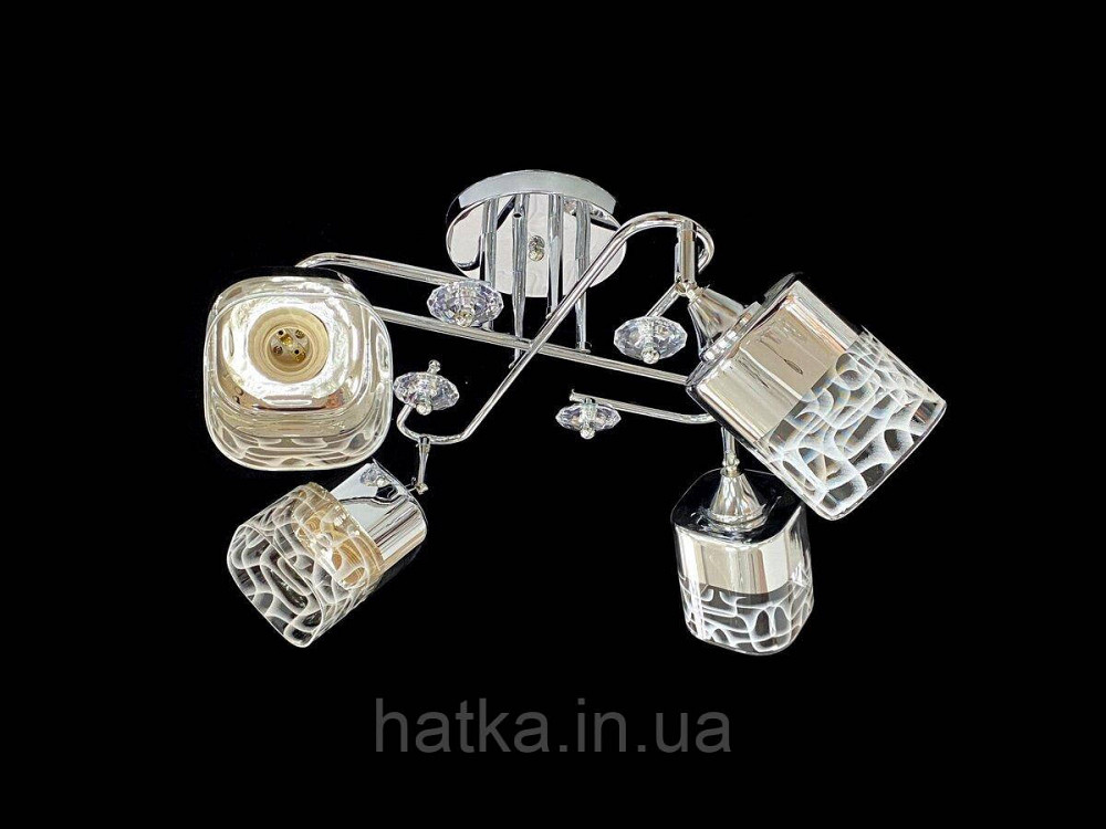 Люстра стельова класична на 4 плафони метал та скло VALESO 2431D/4 Хром 2431D/4 Київ - фото 1