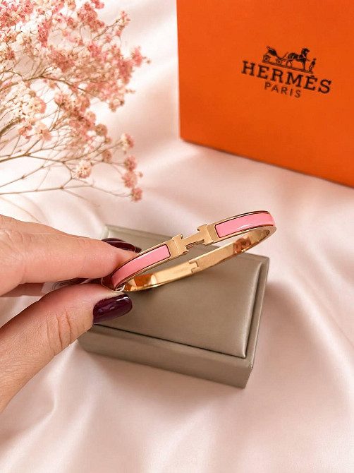 Браслет Hermes жіночий жорсткий — різні кольори, покриття білим, рожевим або лимонним золотом / розмір 16-17 Одеса - фото 5