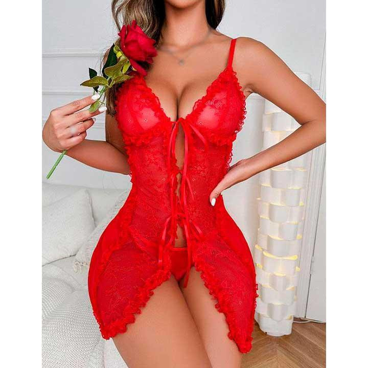 Спокусливий пеньюар червоний — S/M — Еротична білизна Вінниця - фото 2