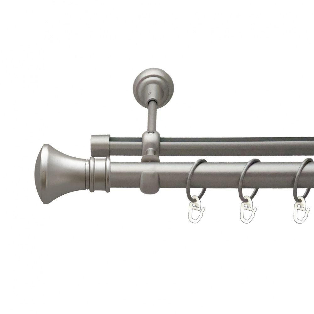 Карниз Orvit Люксор металевий дворядний опозитний гладка \ профільна труба кільце металеве Сатин 25\19 мм 300 см (00-00011050) Львів - фото 1