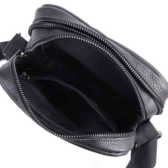 Мужская сумка мессенджер из зернистой натуральной кожи Shvigel 22847 Черная Киев