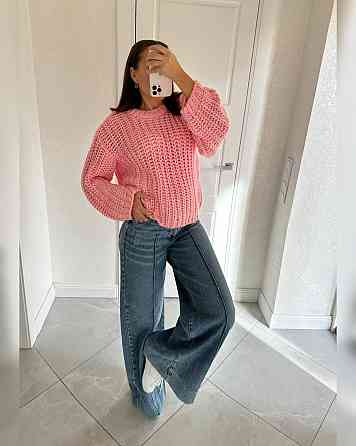 Женский уютный оверсайз свитер машинная вязка Одесса