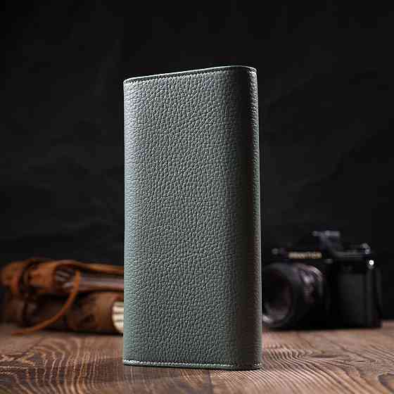 Чудовий жіночий гаманець із монетницею на блискавці з натуральної шкіри Сіро-зелений (Tony Bellucci) Київ