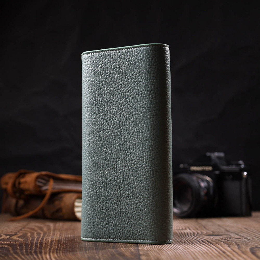 Превосходный женский кошелек с монетницей на молнии из натуральной кожи Серо-зеленый (Tony Bellucci) Киев - изображение 3