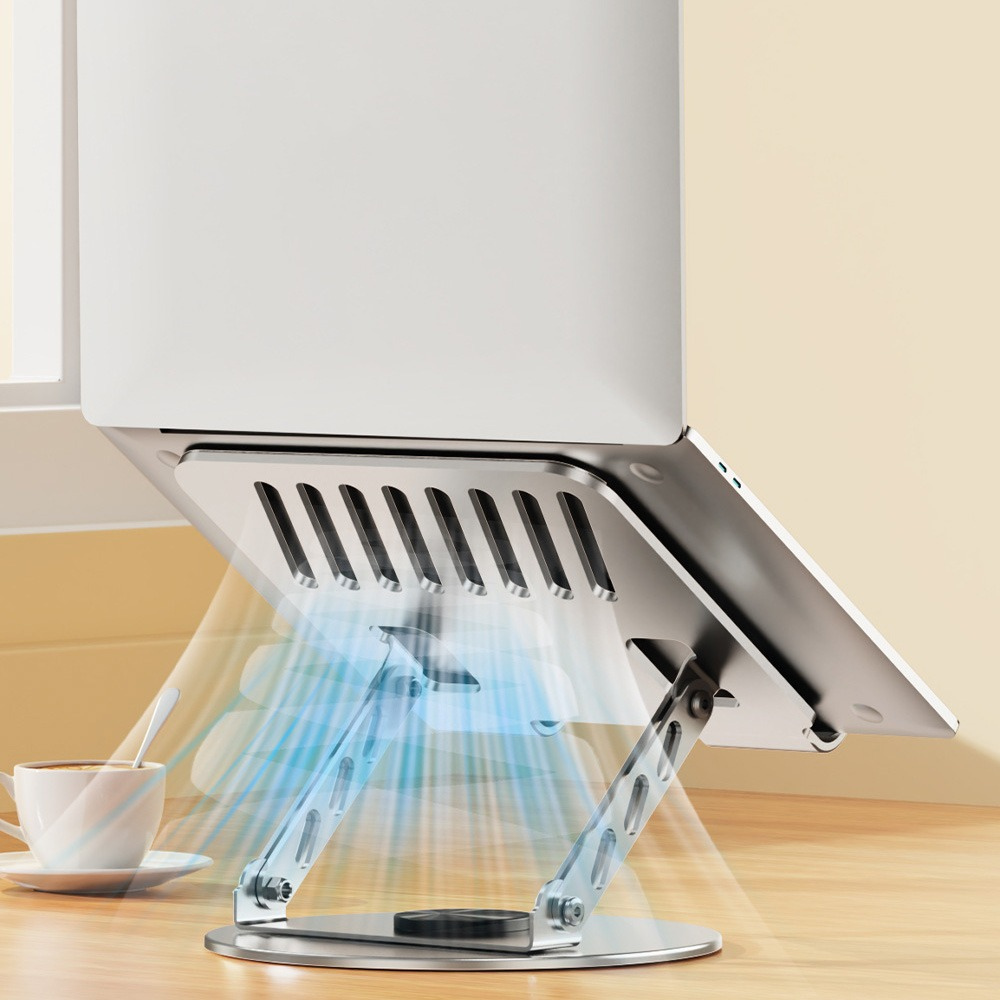 Подставка под ноутбук или планшет металлическая держатель холдер настольный для гаджетов с поворотом на 360 серая Каменец-Подольский - изображение 7