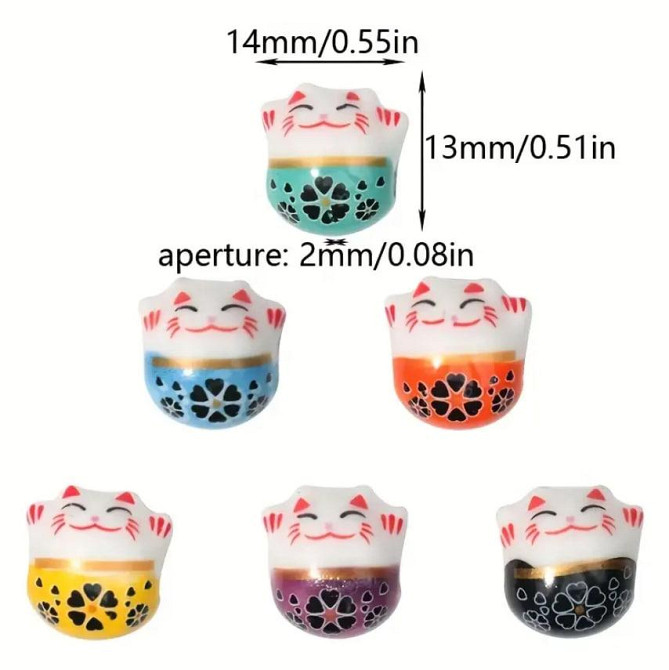 Разноцветные керамические бусины Lucky Cat (Манеки-Нэко) для украшений. Киев - изображение 2