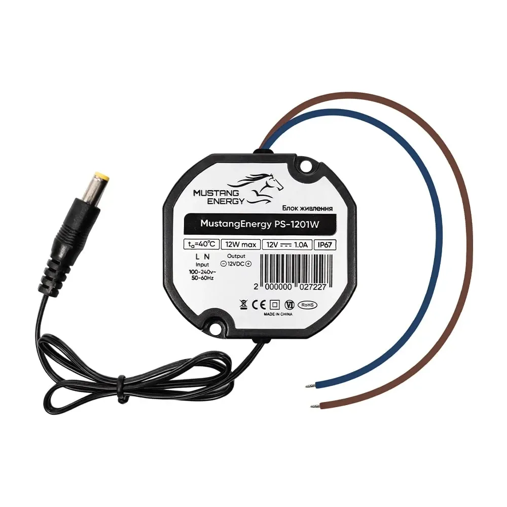 Блок живлення Mustang Energy PS-1201W 12V/1A вологозахищений IP67 (43-00101) Київ - фото 1