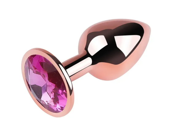 Анальна пробка із кристалом EGZO - Rose Gold Round Plug Rose size M Sex Aura Київ