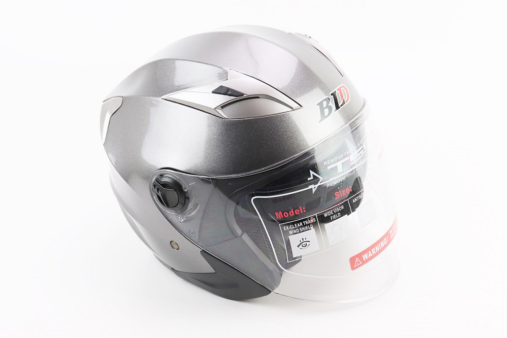 Шолом відкритий+відкидні окуляри BLD-708 М (57-58см), СІРИЙ глянець Київ - фото 1