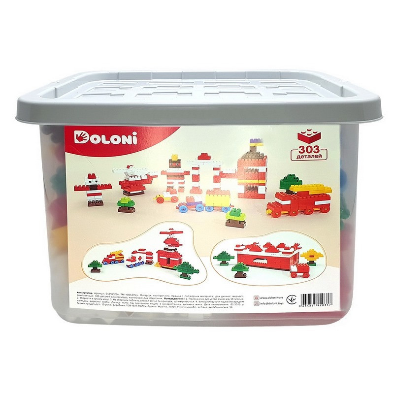 Детский блочный конструктор 013999/04 в пластиковом боксе, 303 детали Винница - изображение 1