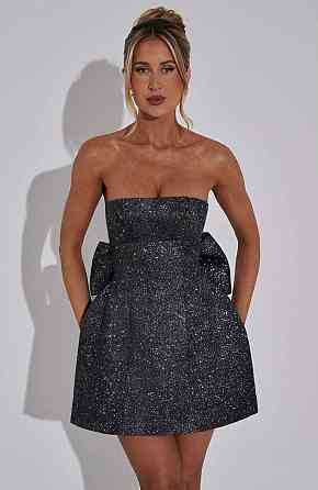 Женское стильное обаяние мини платье с бантом северное сияние Черный, 42/44 Одесса