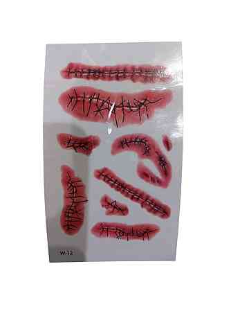 Наклейки тату для Хелловіну 10 на 6 см червоний Київ