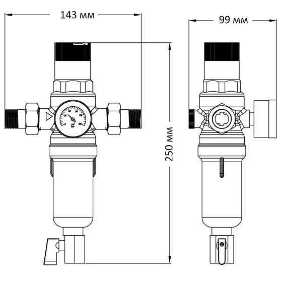 Фільтр самоочисний з редуктором тиску та манометром Koer KR.1242 - 1/2" ЗР (KR3187) Київ