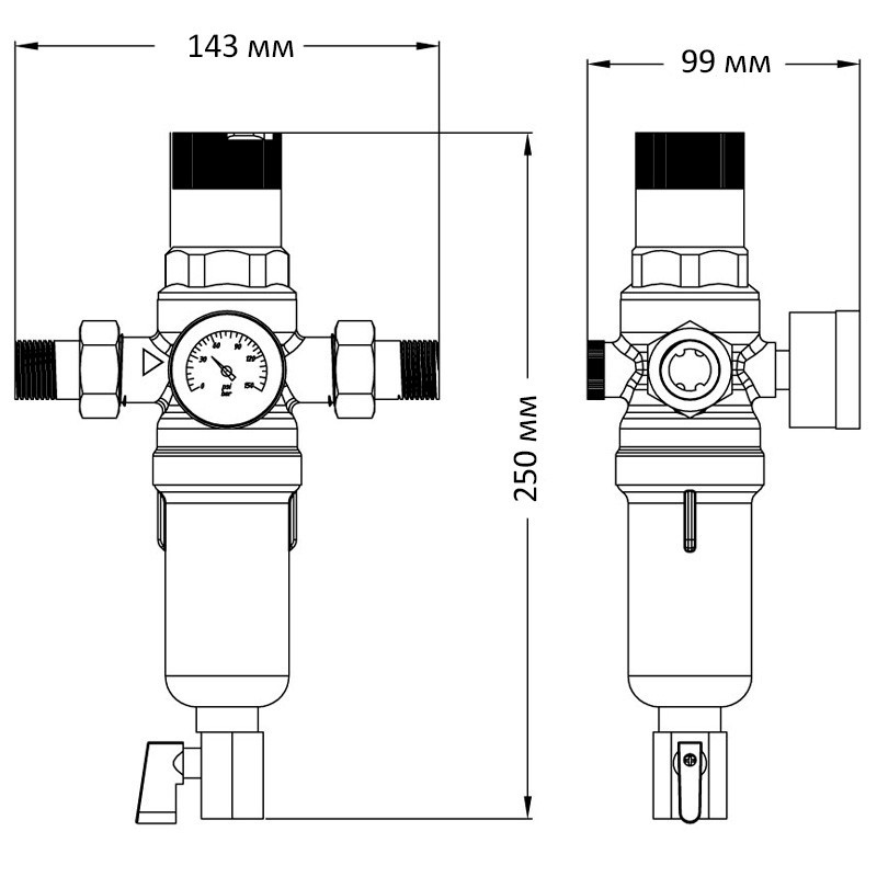 Фільтр самоочисний з редуктором тиску та манометром Koer KR.1242 - 1/2" ЗР (KR3187) Київ - фото 2