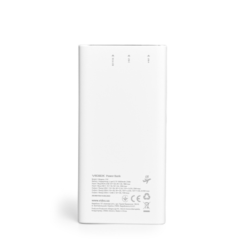 Павербанк 10000 mAh Videx VPB-310-W 22,5W білий Житомир