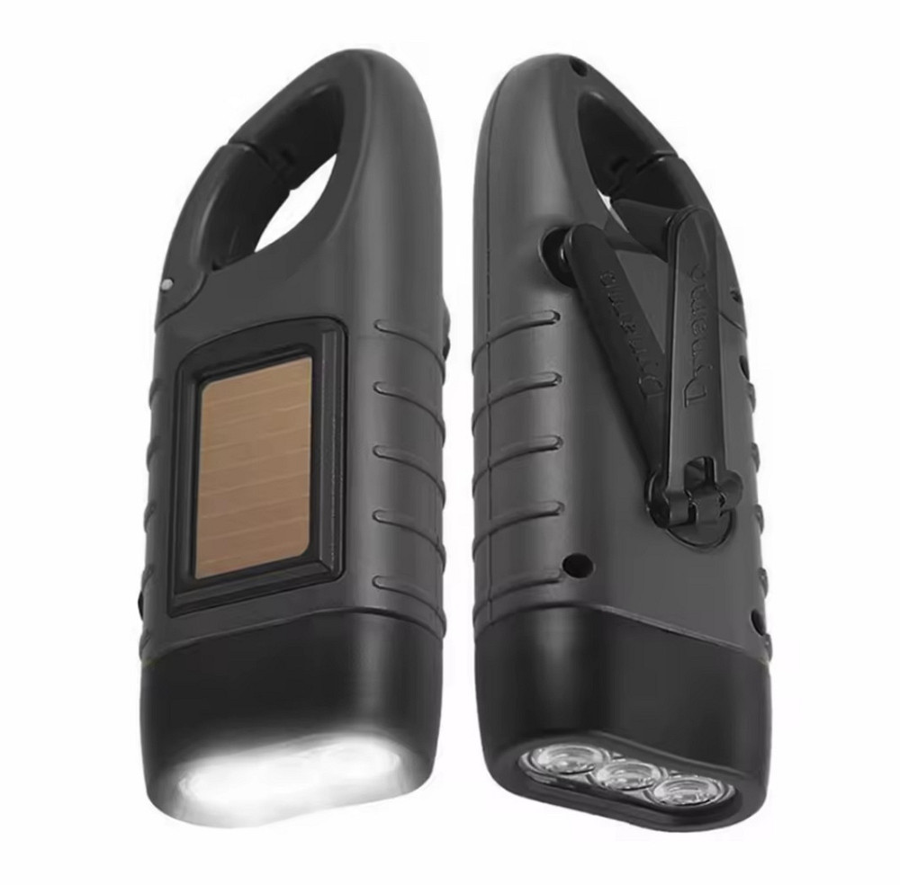 Фонарик портативный на солнечной батарее и ручной зарядке 12.4 на 4,5 см черный Киев - изображение 4