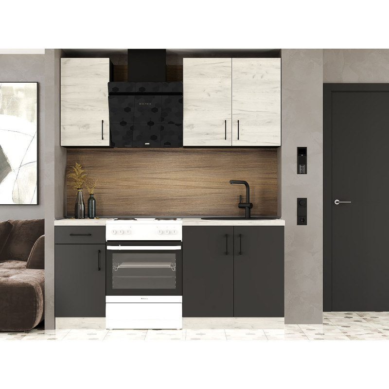 Кухня модульна Эверест Оптима набор №1 Дуб крафт белый+Антрацит 1,8 м (без столешницы) (DTM-5689) Львов - изображение 1