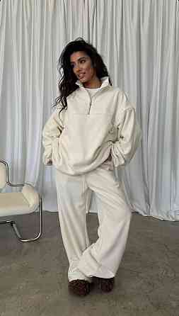 Жіночий теплий костюм-двійка: кофта та штани з турецького двостороннього флісу Молочний, 42/44 Одеса