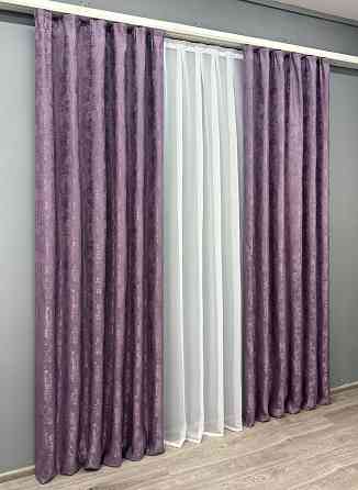 Комплект готових штор VR-Textil Жакард Sultan XO № 1145ш Фіолетовий 135х290 см 2 шт (39-0015) Київ