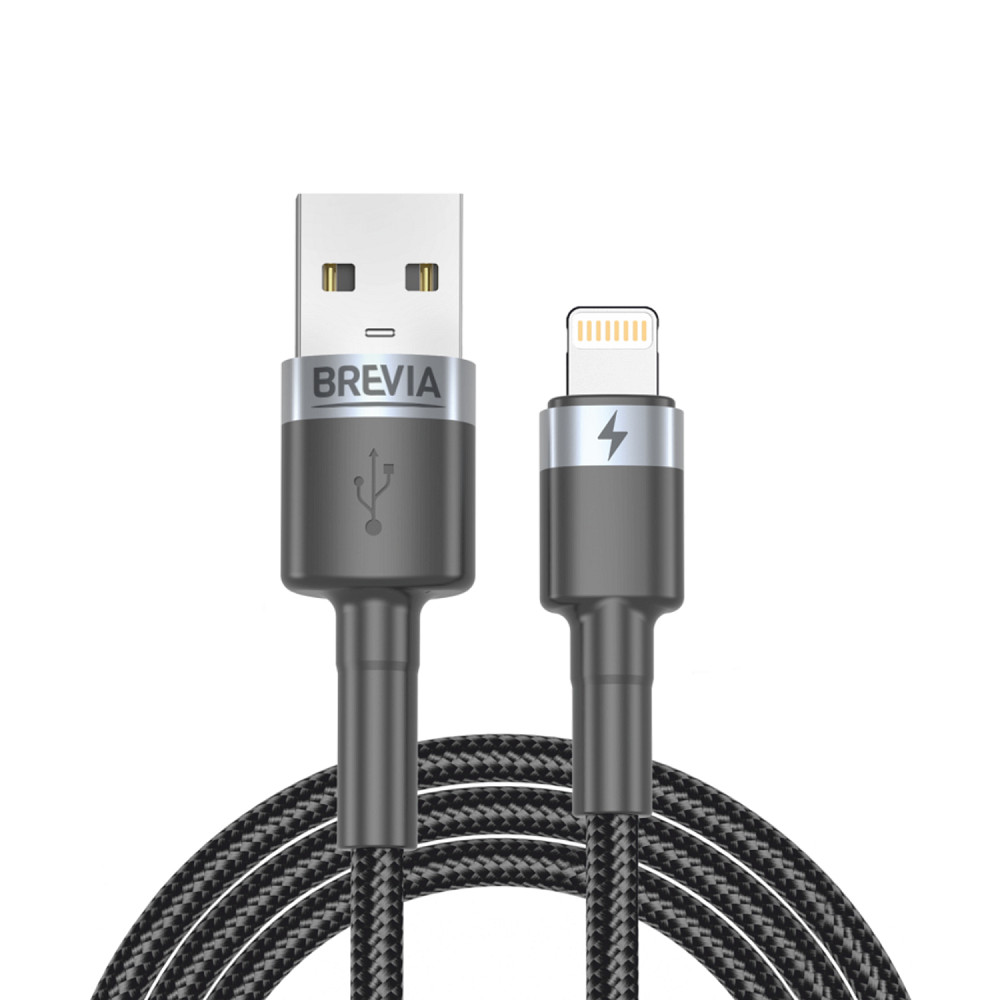 Кабель Brevia USB to Lightning 2,4А 1м, чорний ZIP (53100BULZ1) Львів - фото 1