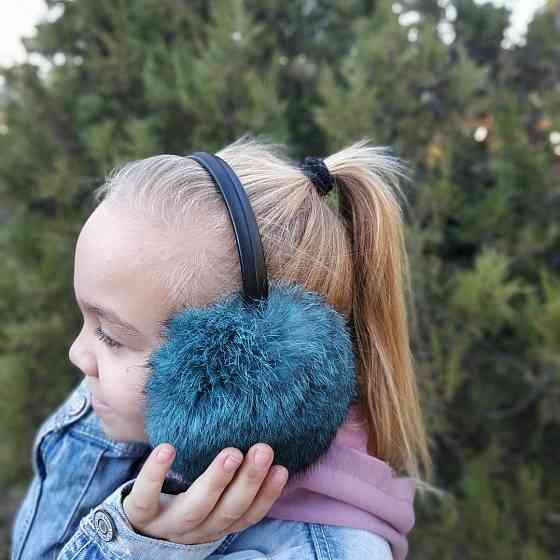 Наушники меховые детские из кролика Бирюзовый Харьков
