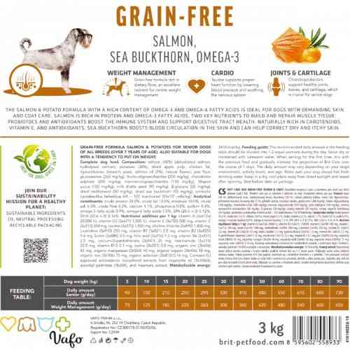 Корм сухий Brit Care Dog Grain-free Senior and Light для старіючих собак беззерновий з лососем 1 кг Київ