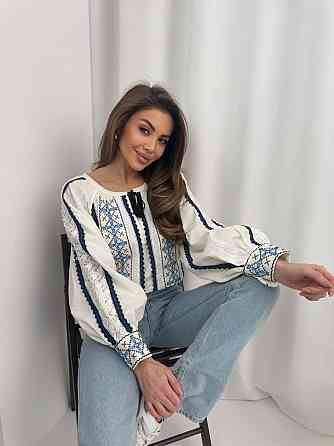 Женская современная вышиванка с геометрическим орнаментом 80% хлопок, 20% полиэстер. Одесса