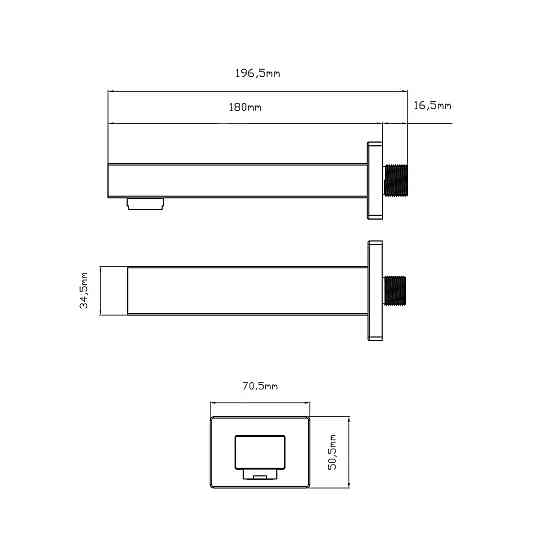 Вилив для систем прихованого монтажу Qtap Vytok 180 мм прямокутний QTVYT246BLM45933 Black Matt Київ