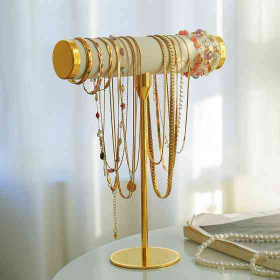 Cтойка-органайзер для ювелирных украшений,цепочек,браслетов,часов подставка для драгоценностей и бижутерии 28х23х5 см,бежевый Каменец-Подольский