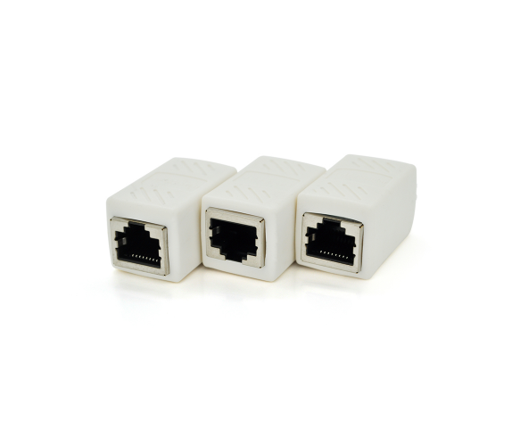 Соединитель RJ45 8P8C мама / мама RJ45 для соединения кабеля, экранированный, белый, Q50 Полтава - фото 1