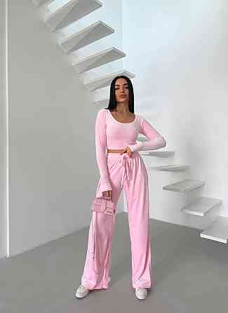 Женский прогулочный костюм двойка: лонгслив и штаны велюр Барби, 42/44 Одесса