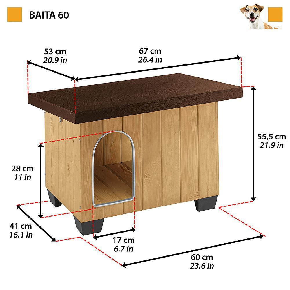 Будка дерев'яна для собак Ferplast Baita (Ферпласт Байта) 67 х 53 h 55.5 см - BAITA 60 Запоріжжя - фото 9