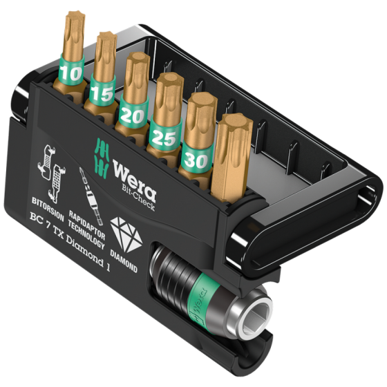 Набор біт Torx 7шт. Wera Bit-Check 7 TX Diamond 1 з алмазним покриттям 05057415001 Одеса