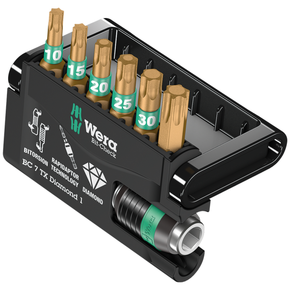 Набор бит Torx 7шт. Wera Bit-Check 7 TX Diamond 1 с алмазным покрытием 05057415001 Одесса - изображение 1