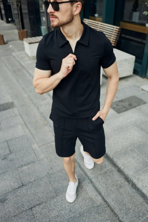 Комплект чоловічий футболка шорти Чорний S Харків