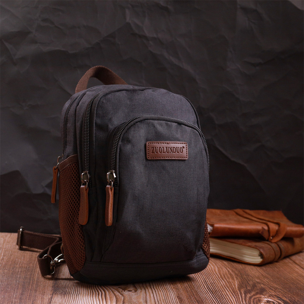 Интересный рюкзак из полиэстера с большим количеством карманов Vintage 22148 Черный Киев - изображение 9