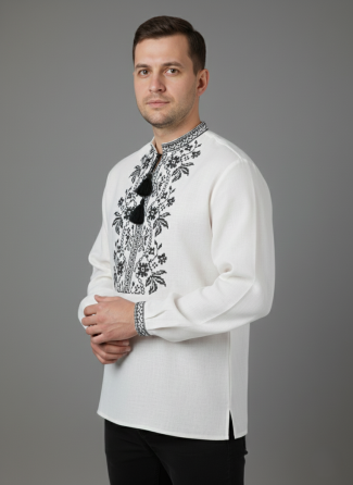 Лляна чоловіча вишиванка орнаментом Модерн Київ