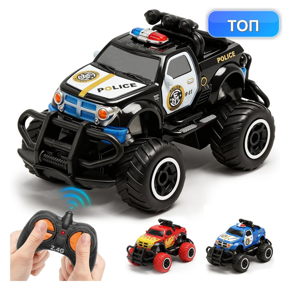 Радиоуправляемая машинка RC авто Pup Go Police черный с подсветкой ABS 27 MHz дальность 8-10 м 1:43 от 3 лет Киев - изображение 1