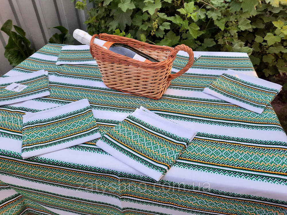 Вишита скатертина на столик у зеленому кольорі Київ - фото 6
