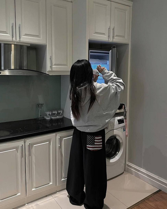 Женские объемные оверсайз брюки с резинкой в поясе двунитка Черный Одесса - изображение 1