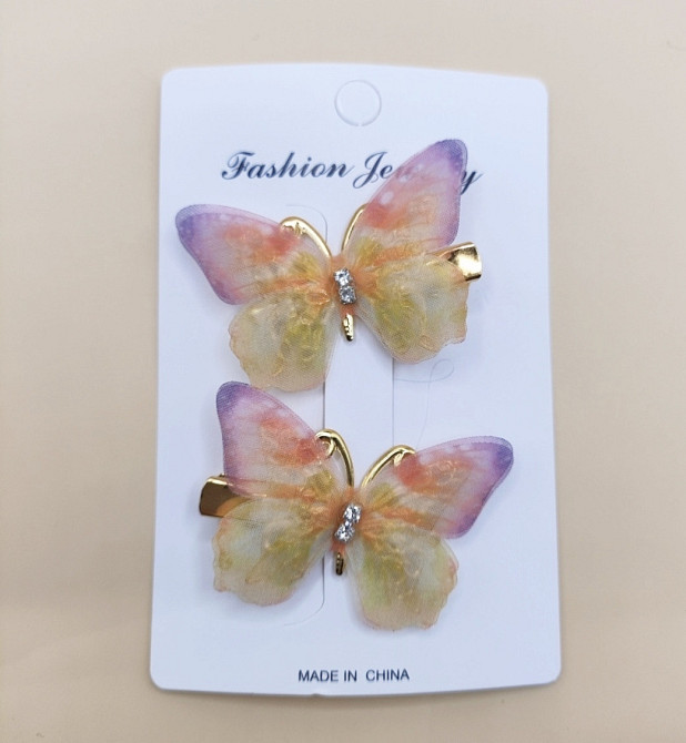 Комплект шпильок "Метелики" 2 шт. Жовтий Сміла - фото 1