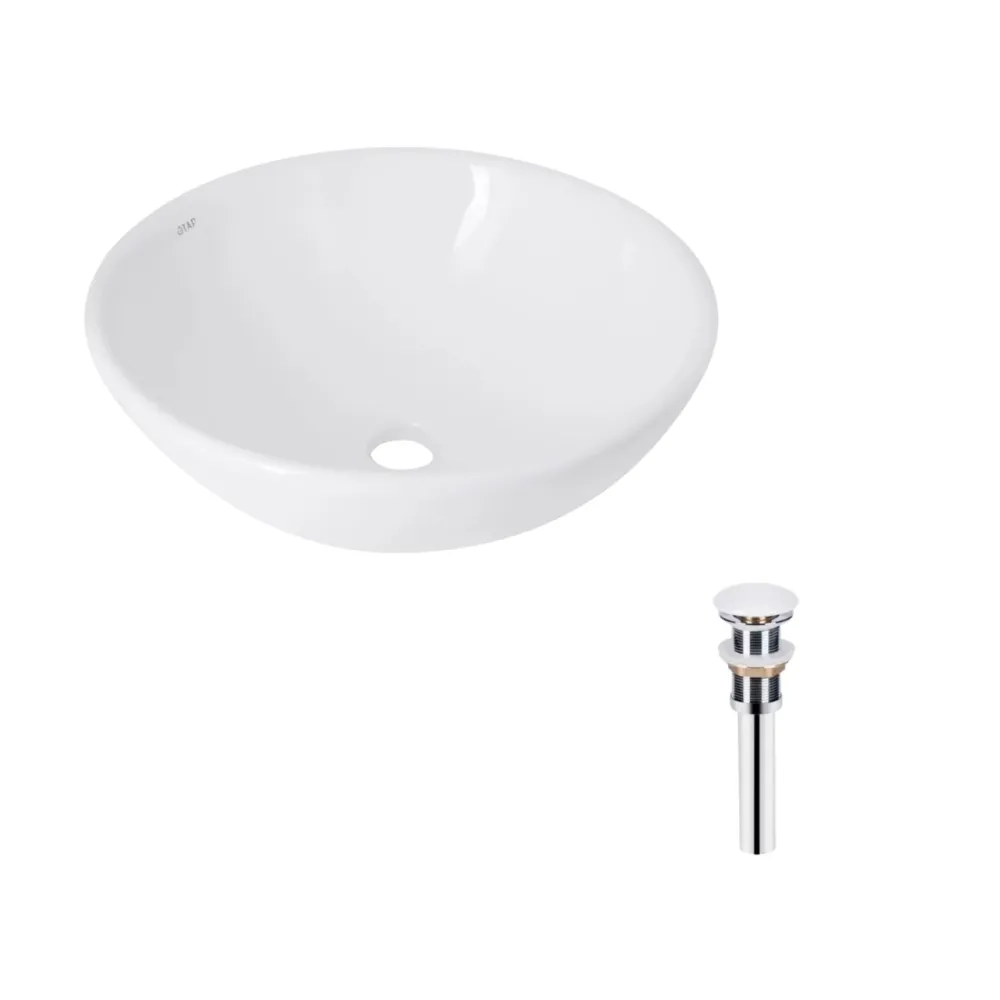 Комплект Qtap Owl: Раковина накладная круглая 400х400х155 мм White + Донный клапан PU02 Киев - изображение 7