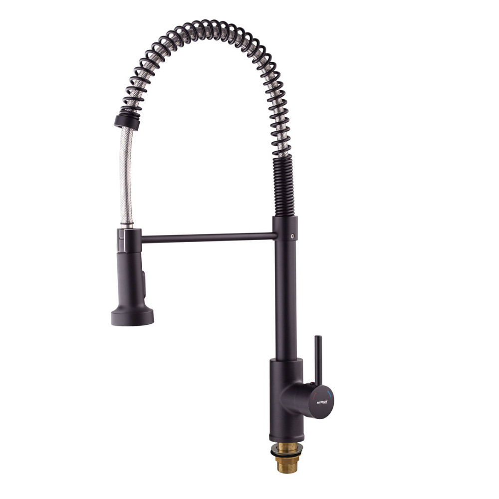 Кухонный смеситель с пружинным изливом Mixxus Premium SPRING 017 BLACK (MI6951) Харьков - изображение 7