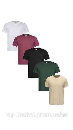 Набір базових футболок 5 шт Stedman Classic-T чоловічий білий/бордовий/чорний темно-зелений/бежевий (ST2000-5PACK5) L Київ