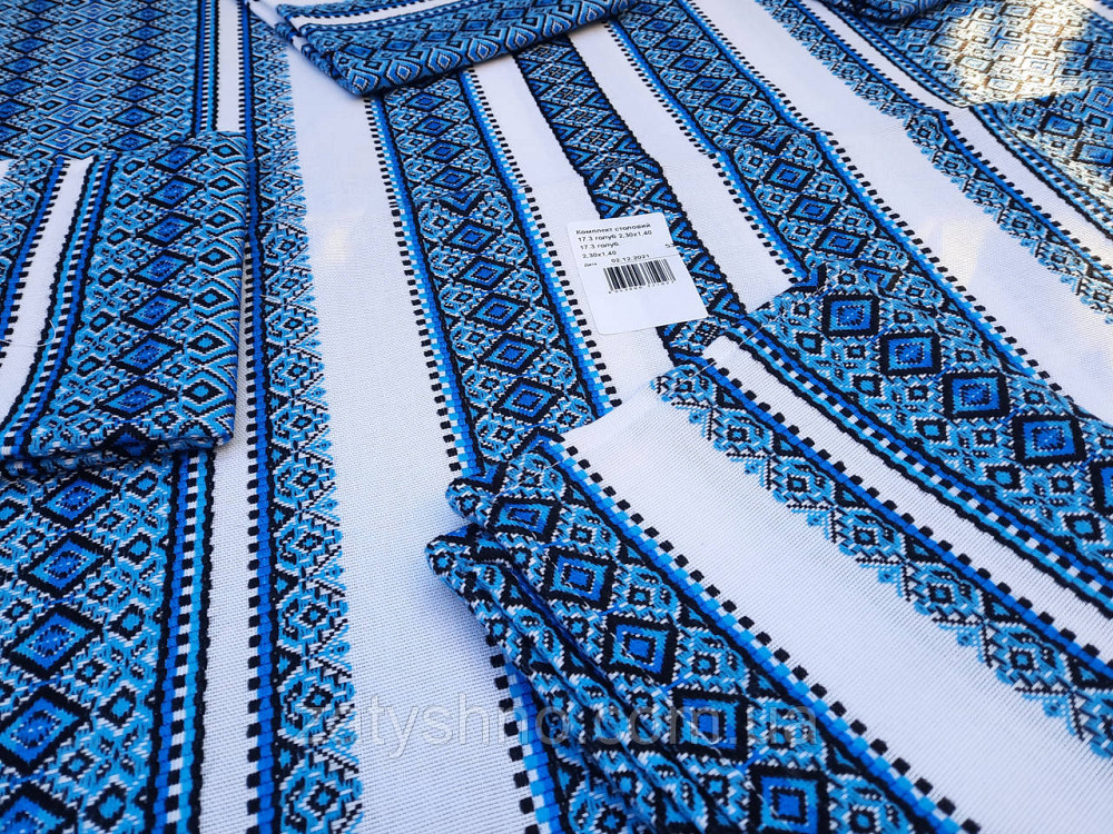 Скатертина вишита в синьому кольорі Київ - фото 9