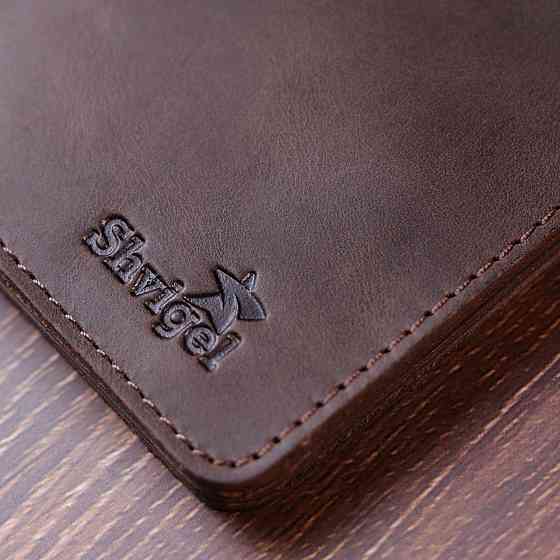 Винтажное кожаное портмоне Shvigel 16601 Коричневый Киев