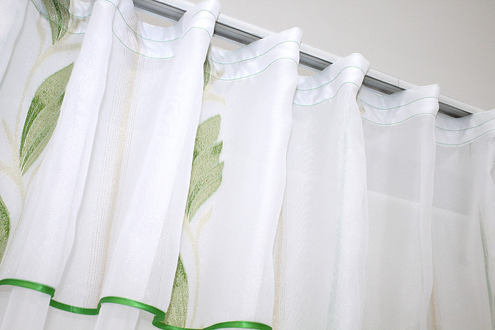 Кухонные шторки VR-Textil № 00к с подвязками салатовый с белым 290х175 см ( 59-621) Киев - изображение 5